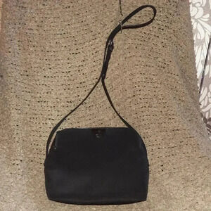 TONY PEROTTI-Italy-Black Nylon/Dark BrownLeather Crossbody Baguette-Medium-Near